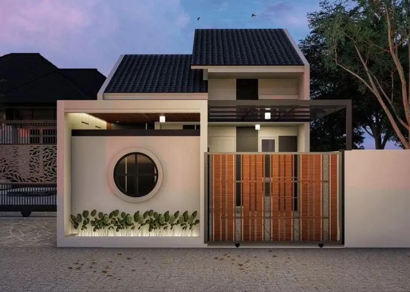 Pagar Kayu dengan Rangka Besi di Desain Rumah Sederhana